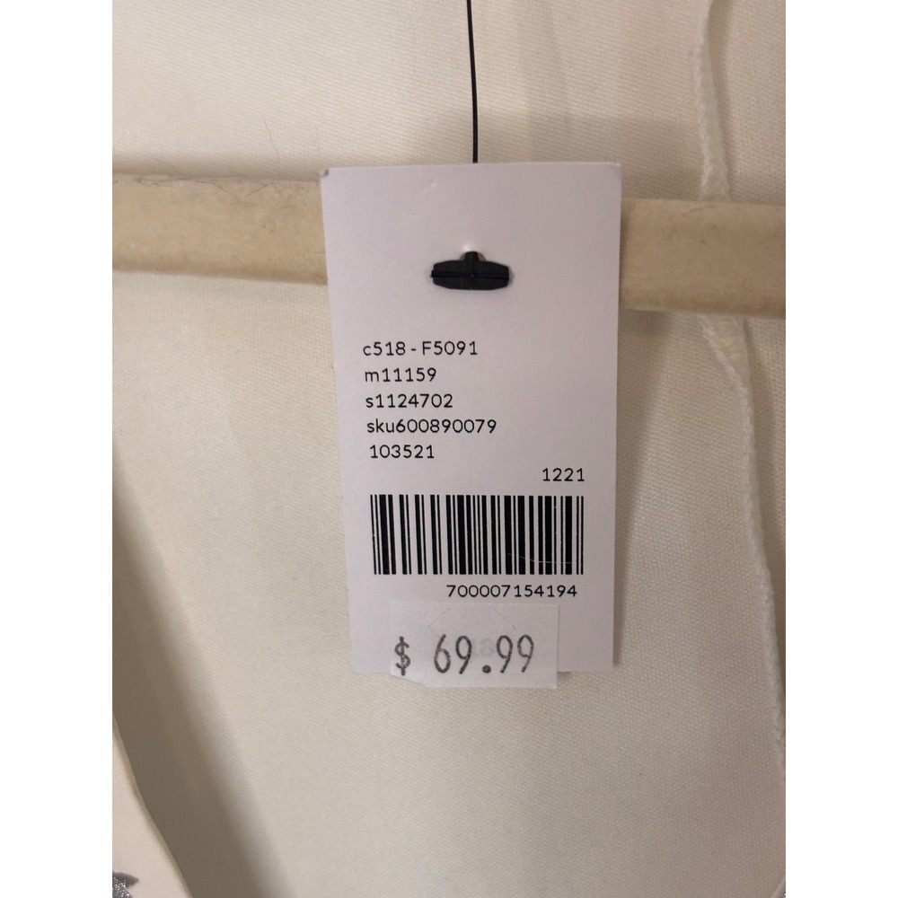 Lane Bryant Shawl V-Neck Blouse 18 Cream Silver Floral Foil Party‎ Glam NWT - Picture 13 of 13